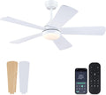 46 in White Ceiling Fan with Lights and Remote - Low Profile