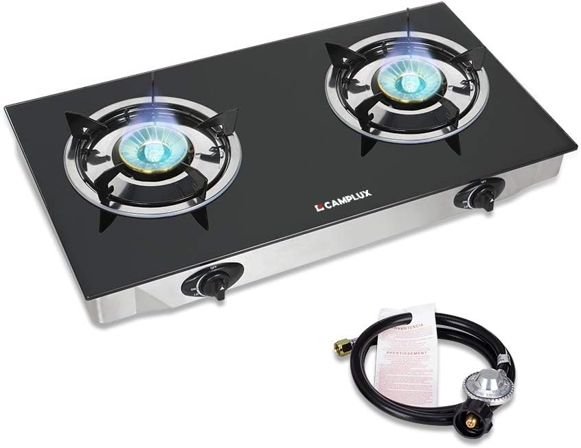 Camplux Propane Gas Cooktop with Double Burners and Auto Ignition