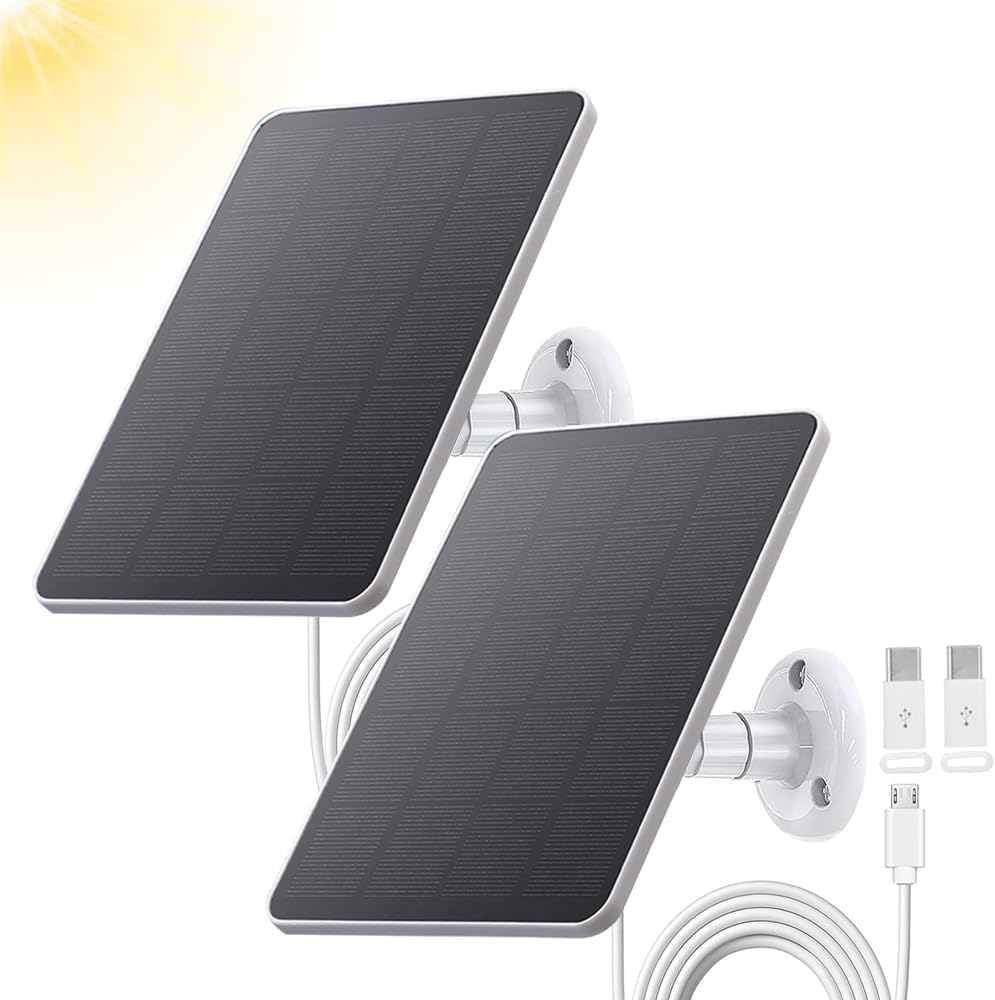 2 Pack Solar Panel for WYZE Battery Cam Pro with Adjustable Mount