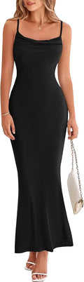 Cowl Neck Spaghetti Strap Maxi Dress - Sleek Summer Slip