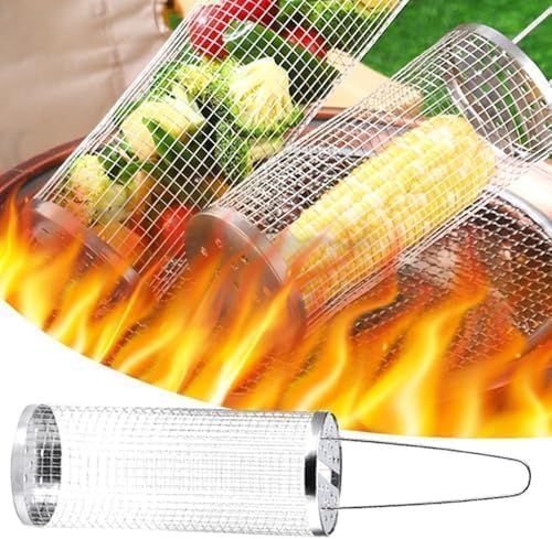 NICAI Rolling Grilling Basket: Portable Grill Grate