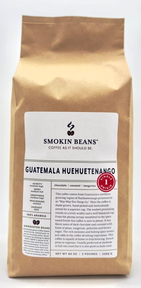 5-Pound Guatemala Huehuetenango Unroasted Green Coffee Beans
