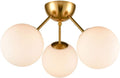 Mid Century Modern Globe Semi Flush Mount Ceiling Light - 3-Light