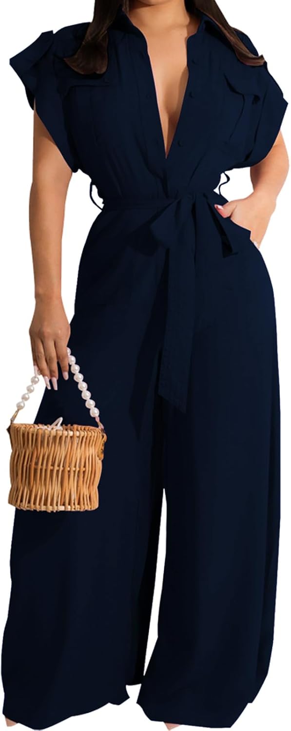 Women's Casual Long Sleeve Round Neck Jumpsuits for Parties