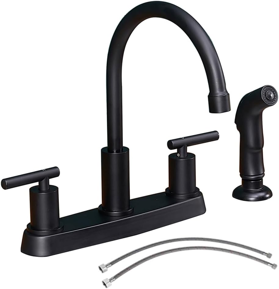 Matte Black Kitchen Faucet with Sprayer for Modern Kitchens