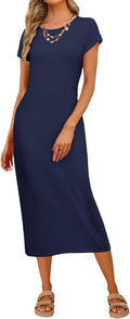 Women's 2025 Short Sleeve Tshirt Maxi Dress - Comfortable Casual Fit