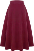 Womens Tartan Wool A-Line Maxi Skirt - Elastic High Waist