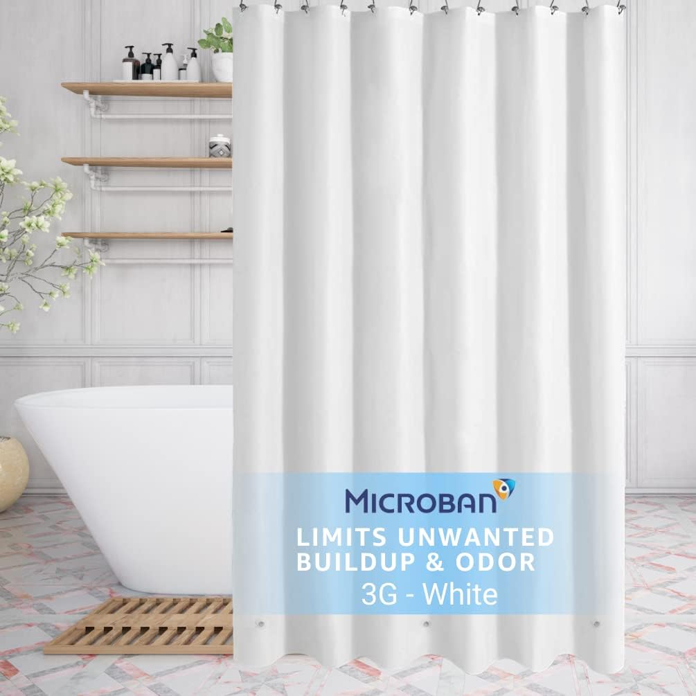 Microban-Infused Shower Curtain Liner: 3G Lightweight Protection