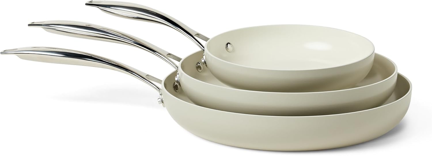 Nonstick Ceramic Cookware 3-Piece Pan Set for All Cooktops