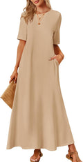 Women's 2025 Summer Maxi Dress Casual Short Sleeve - Comfortable