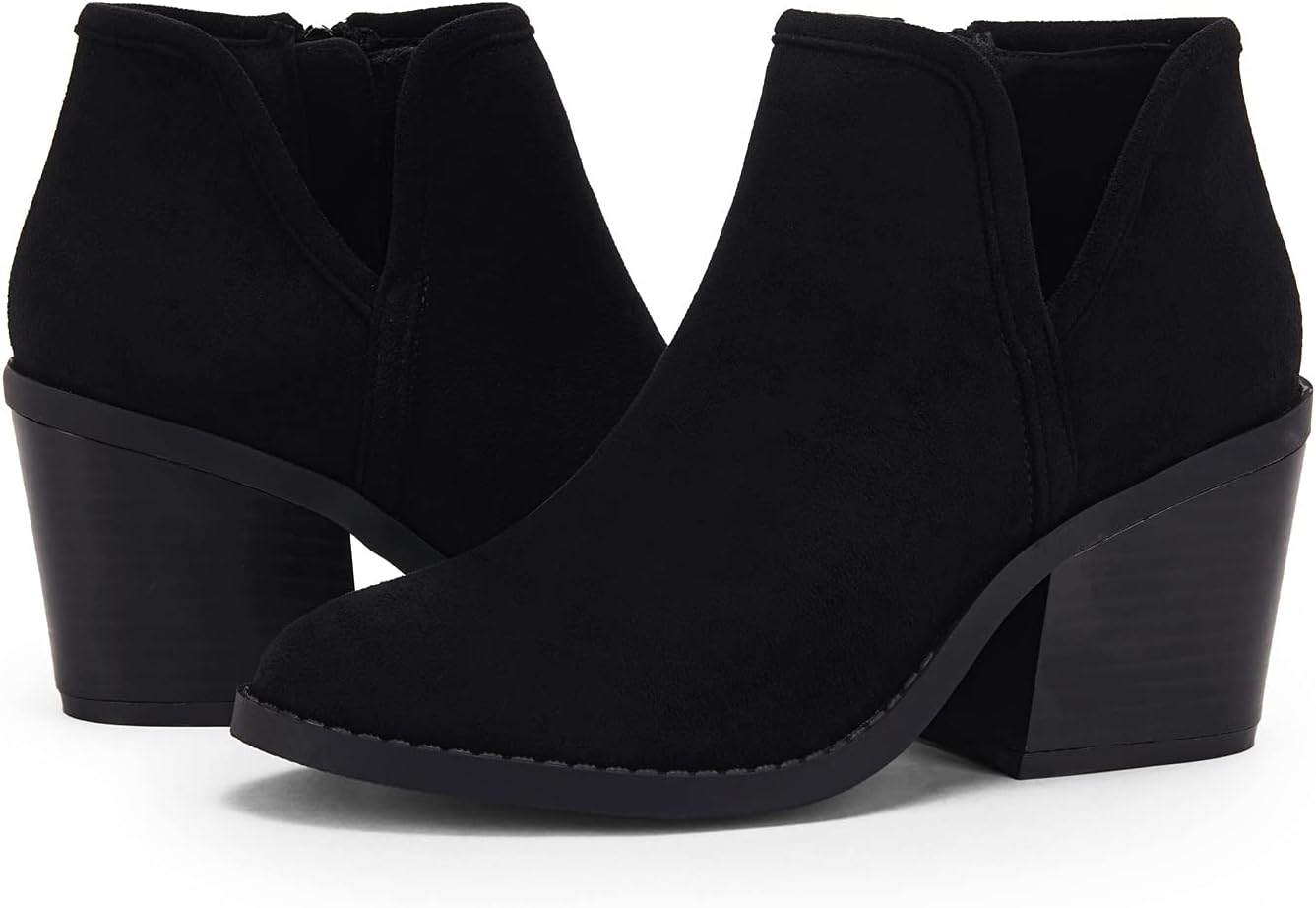 Stylish Womens Ankle Boots with Chunky Stacked Heel Design