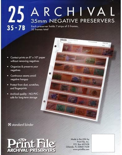 3 x Archival Storage Sheets for 35mm Film Negatives - 25 Pack
