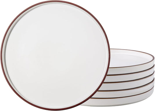LERATIO Ceramic Plates Set of 6, 8 Inch Flat Salad Plates