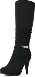 Women's Knee High Platform Heel Boots - Soft Faux Fur Lining
