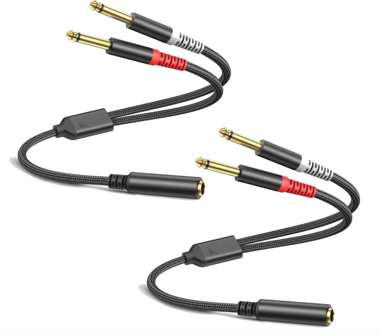 Menewstart 2 Pack TRS Breakout Cable - Dual Mono Jack for Guitar/Mixer