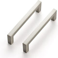 3-3/4 in Center Solid Slim Square Bar Drawer Handles - Satin Nickel