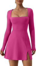 QINSEN Womens Square Neck Bodice Dress - Flattering Bodycon Mini Club