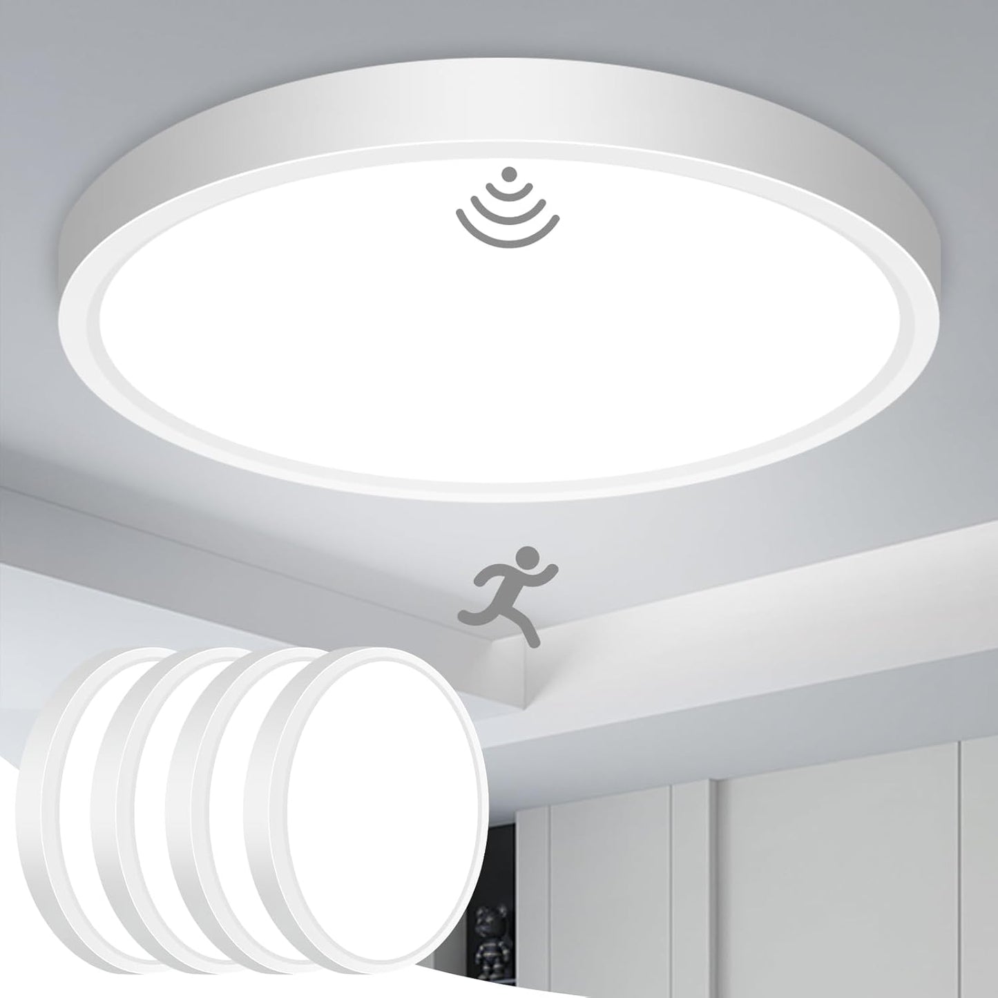 Slochi Motion Sensor Light Indoor Wired 5000K Ceiling Fixture