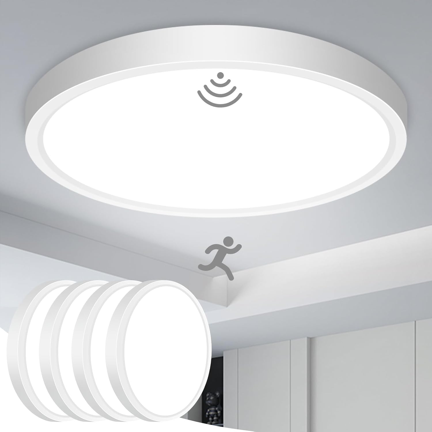 Slochi Motion Sensor Light Indoor Wired 5000K Ceiling Fixture