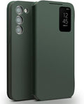 Genuine Leather Smart Case for Samsung Galaxy S22 Green - Slim Smart