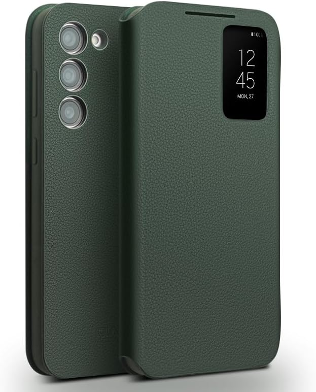 Genuine Leather Smart Case for Samsung Galaxy S22 Plus Green