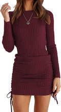 Long Sleeve Ribbed Knit Bodycon Mini Dress - Flattering Ruched Fit End