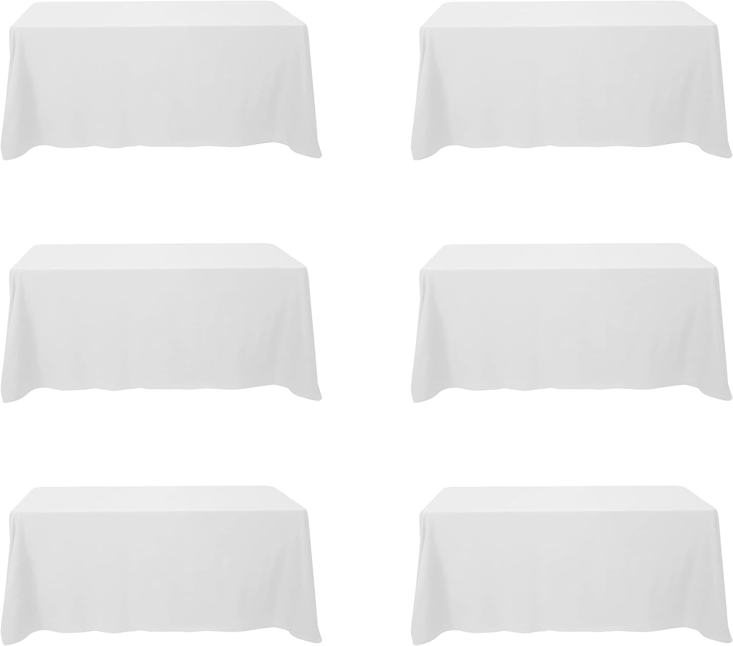 Premium 6 Pack White Tablecloths for 6 Foot Rectangle Tables