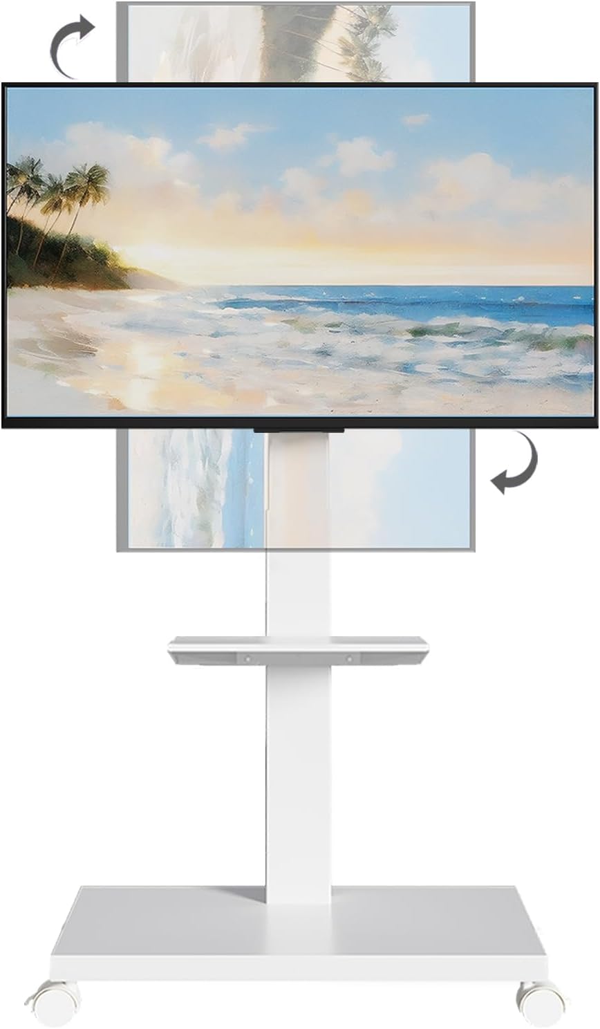 Swivel TV Stand on Wheels - Height Adjustable