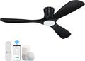 52 Smart Wood Low Profile Ceiling Fan with Lights Remote - Quiet DC