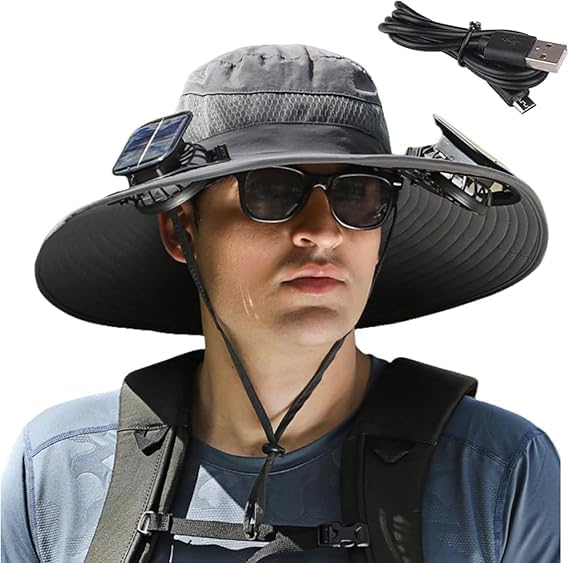 Wide Brim Solar Fan Outdoor Fishing Hat for Ultimate Comfort