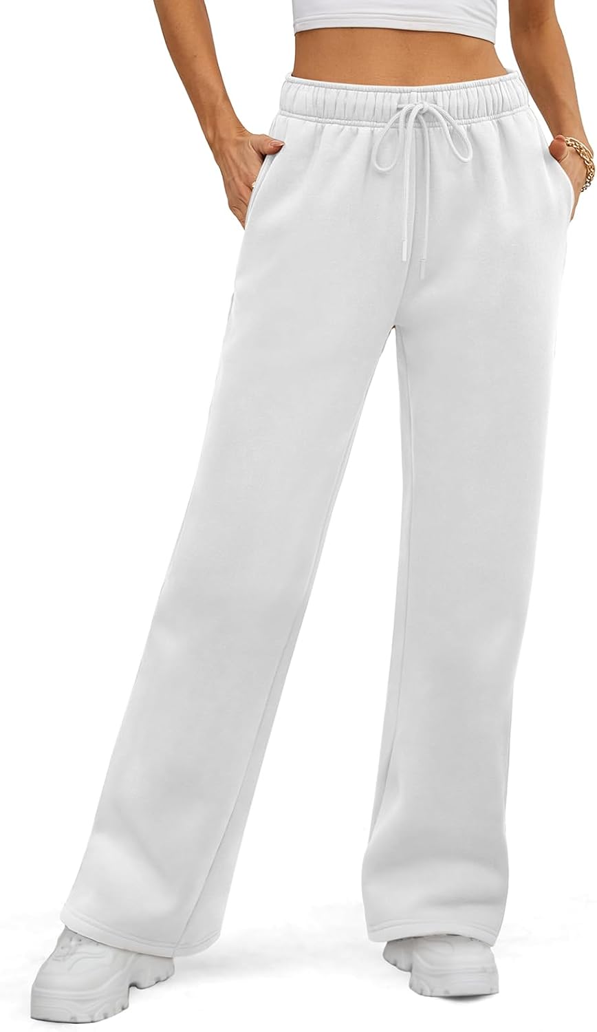 ATHMILE Womens Fleece Lined Wide Leg Sweatpants for Fall 2025