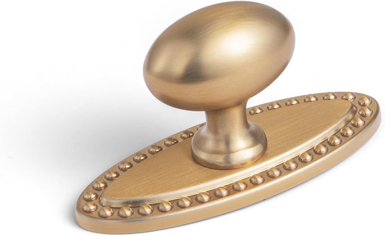 Goo-Ki Champagne Bronze Cabinet Knobs with Backplate - 6 Pack