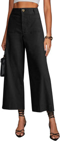 High Waisted Cropped Wide Leg Pants - Comfortable, Pocketed Style Look