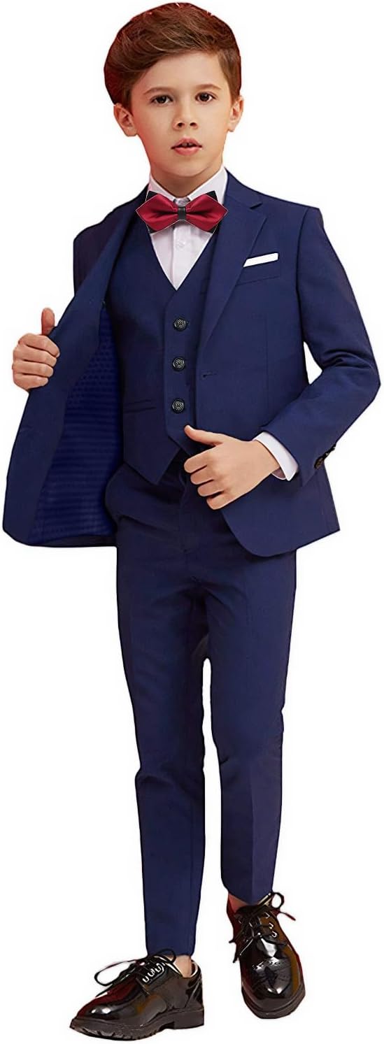 Boy Suits 5 Piece Slim Fit Suit for Kids Toddler Formal Set