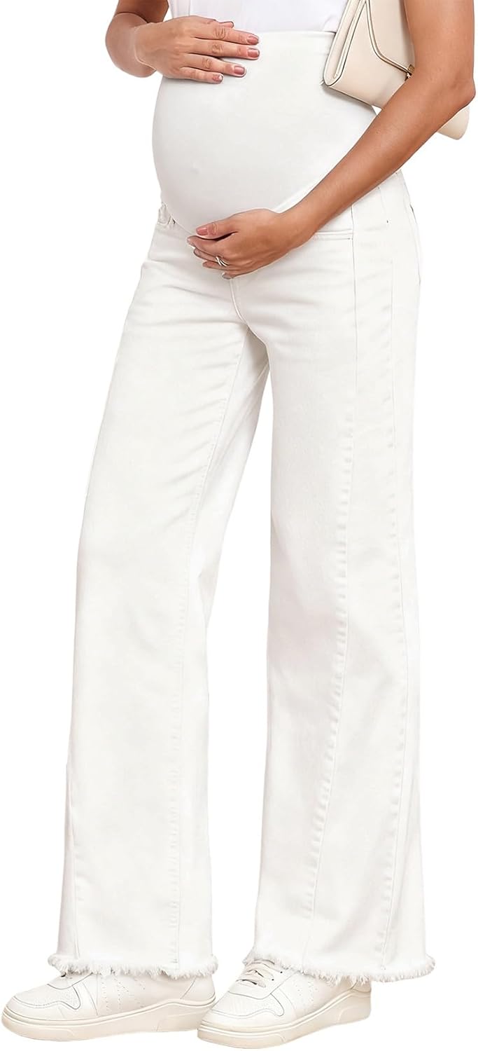 BLENCOT Maternity Jeans for Women with Stretchy Denim Comfort