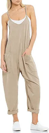 Stylish Womens Casual Sleeveless Jumpsuits with Pockets