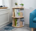 Wooden Rotating Bookshelf 2-Tier 25.3 in Height - Space-Saving 360