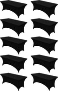 Spandex Tablecloth 6FT 10 Pack Black - Stretch Fitted Covers