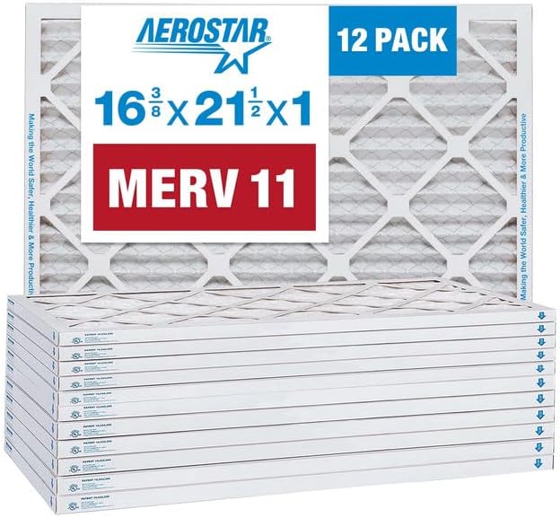 Aerostar MERV 11 12 Pack Pleated Air Filters - Cleaner Air, Hassle-Free Maintenance