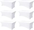 Spandex Table Cloths for 8 ft Rectangle Tables - 6 Pack Fitted White