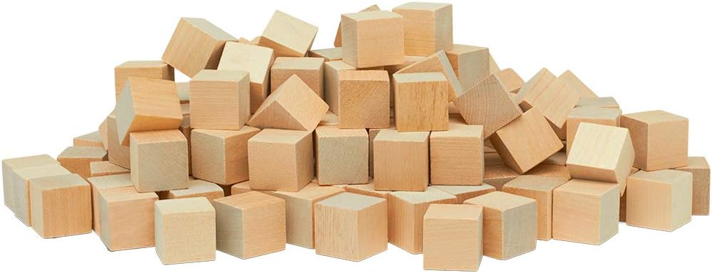 DIY Wood Cubes 1-inch Pack of 250 Small Wooden Blocks
