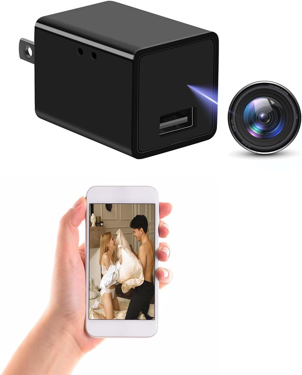 Home Security Indoor Surveillance Mini Charger Camera with WiFi