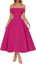 ZESICA Off Shoulder Swing A Line Midi Dress - Elegant Cocktail