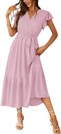 Women's Summer Floral Boho Maxi Dress with Ruffle Hem - Flowy Comfort