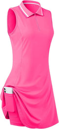 Womens Sleeveless Golf Tennis Dresses with Inner Shorts - VNeck Polo