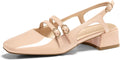 Coutgo Womens Mary Jane Chunky Low Heels Slingback Pumps - Retro