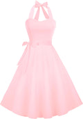 Halter Retro Vintage Cocktail Sundress - Flattering A-Line Fit