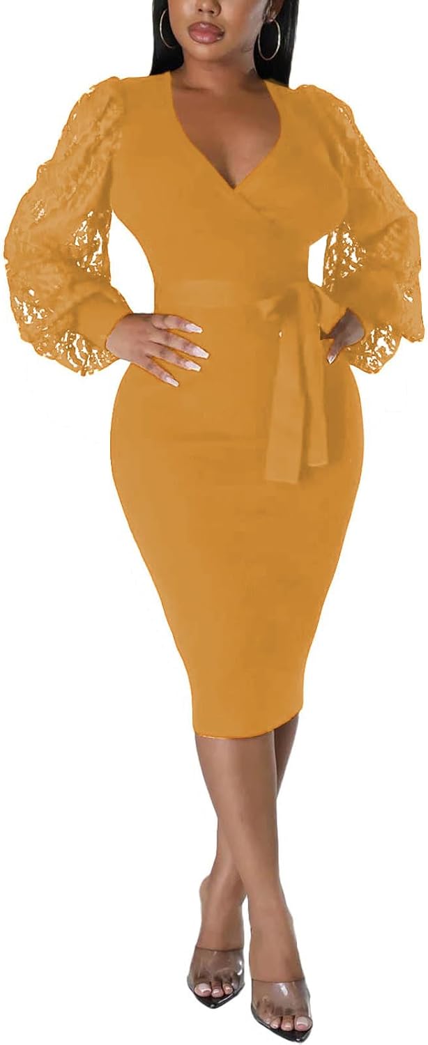 BOGURST Semi Formal Church Dresses for Women with Bishop Sleeves