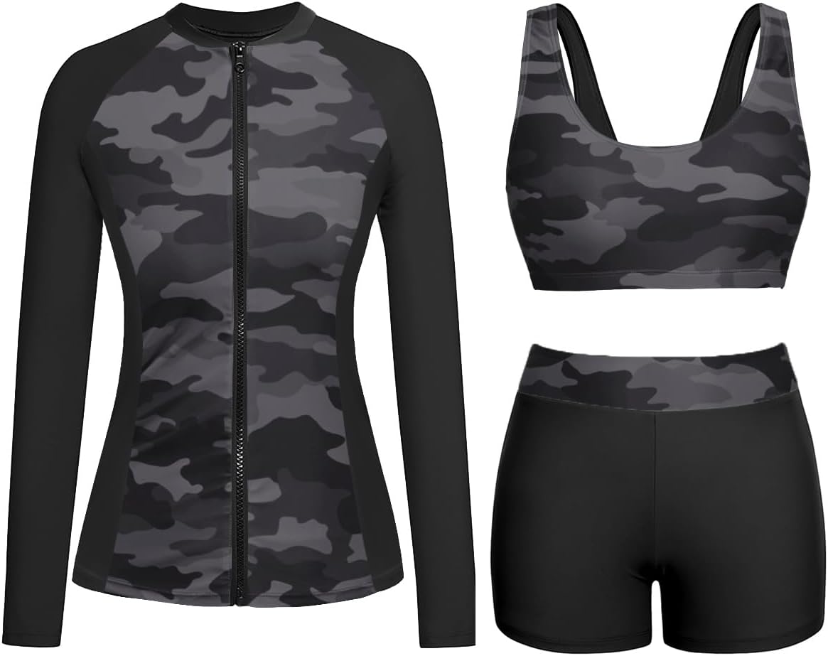 Holipick Long Sleeve Swimsuits for Women - 3 Piece Set
