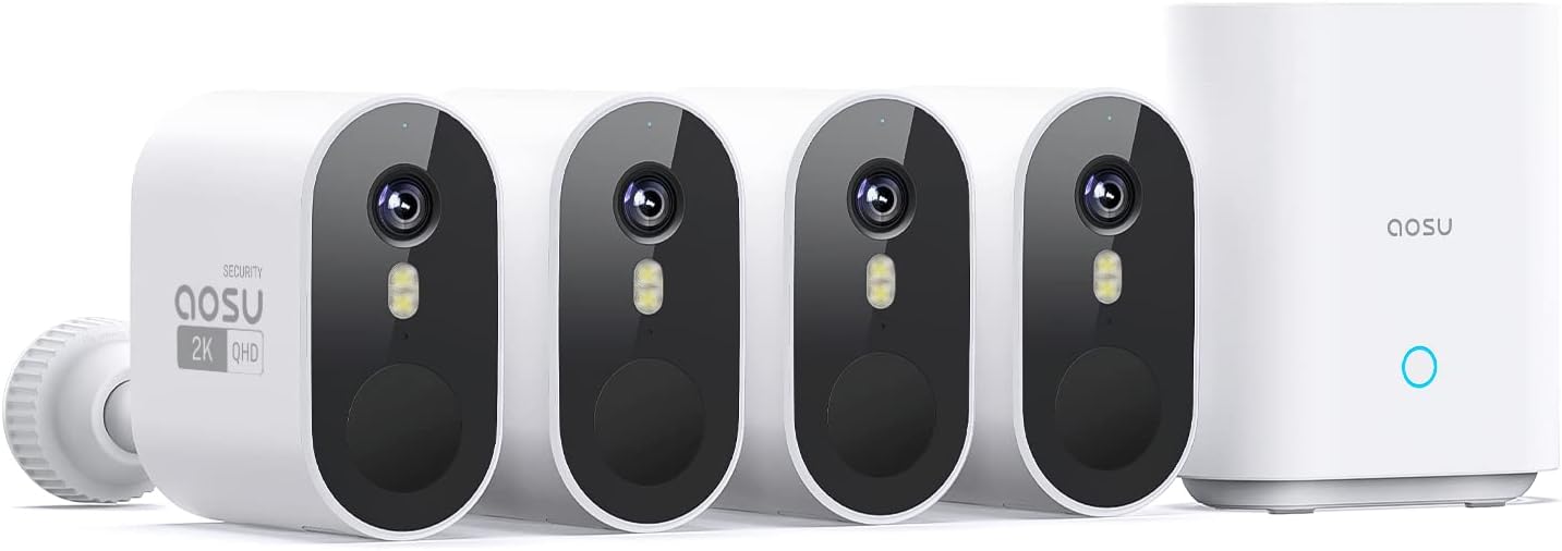 AOSU Outdoor Security Camera Kit : 2K Color Night Vision